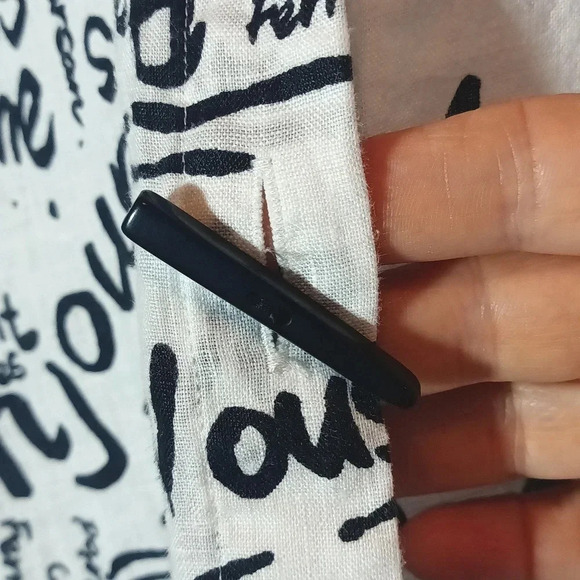 Linen Laura Ashley Woman french print black white button cuffed sleeve 1X - Picture 10 of 14